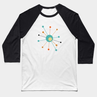 Atomic Age Starburst Teal Orange Yellow Black Baseball T-Shirt